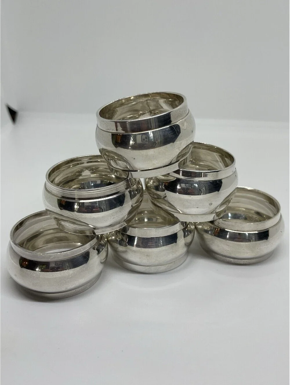 Silver Metal Soft Rounded Napkin Rings Set Of 6